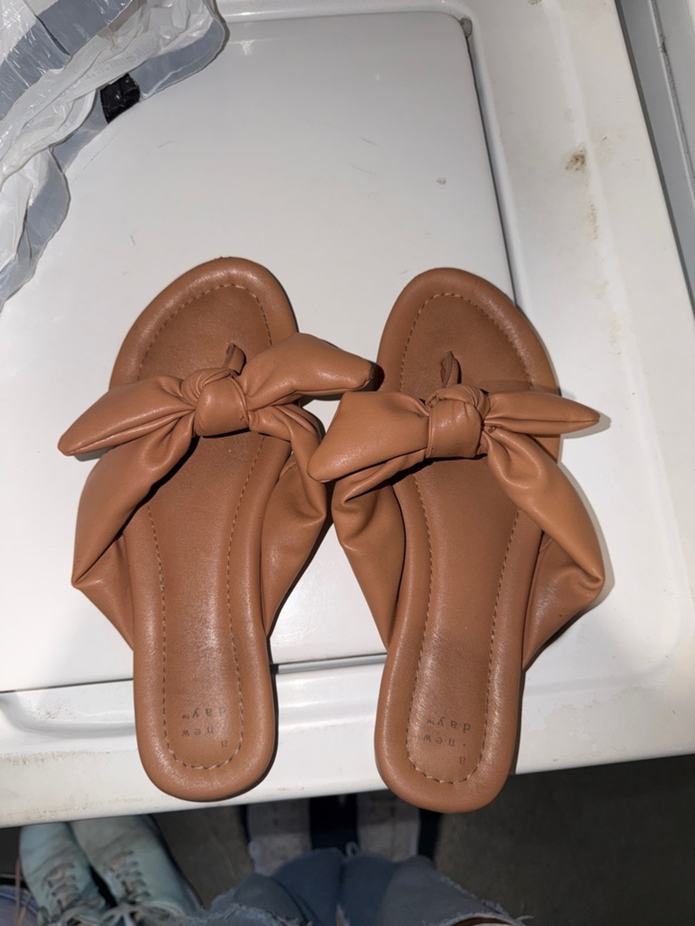 a new day Brown Knot-Top Slide Sandals